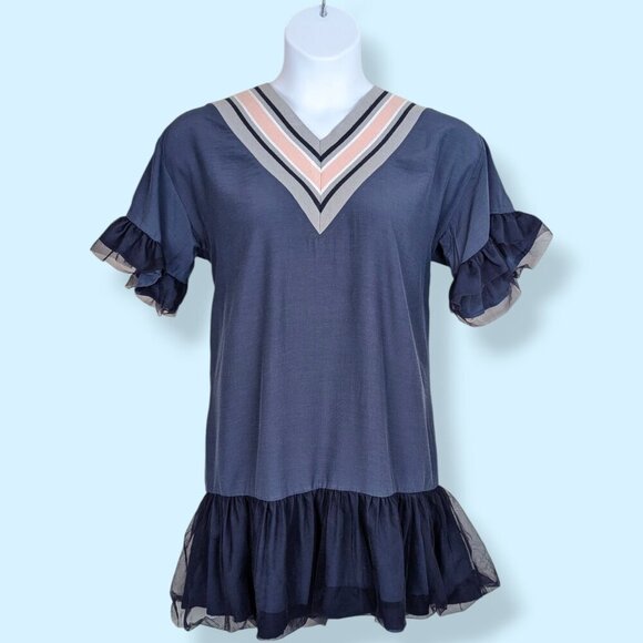 Yamei Dresses & Skirts - Yamei Blue Tulle Shift Dress